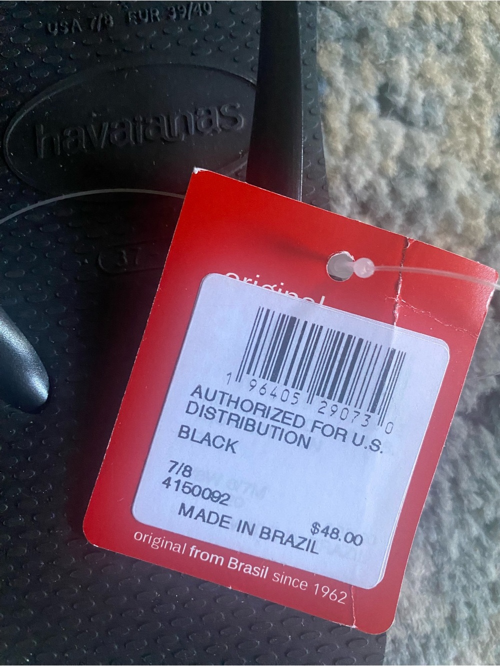 Women's Haivaianas Black Blingy Flip Flops in Size 7/8 - Picture 4 of 7